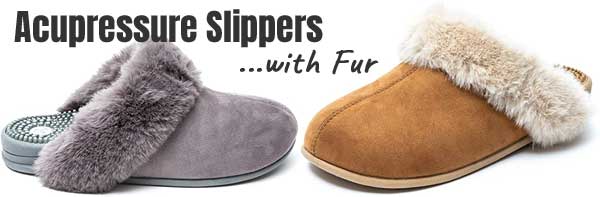 Acupressure Slippers with Fur Inside and Massage Soles
