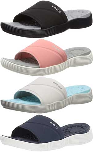 Crocs Reviva Slides in 4 Different Colors: Black, Navy, White and Melon