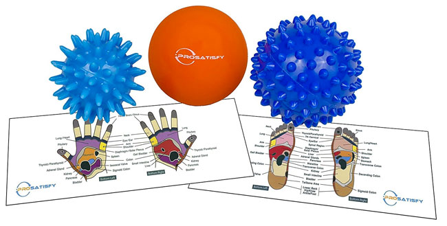 Foot Massage Ball Set for Reflexology Massage, Including hand and Foot Reflexology Charts