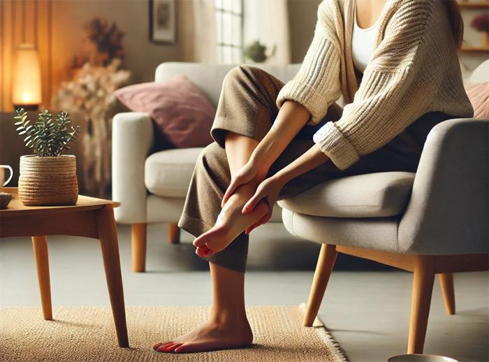 Woman Massaging the Sole of Foot