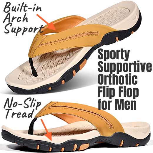 Plantar Fasciitis Orthotic Sandal for Men with Built-in Arch Support and No Slip Tread