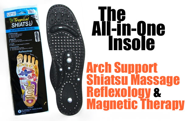 Shiatsu Acupressure Insoles with Arch Support, Shiatsu Massage, Reflexology and Magnetic Therapy
