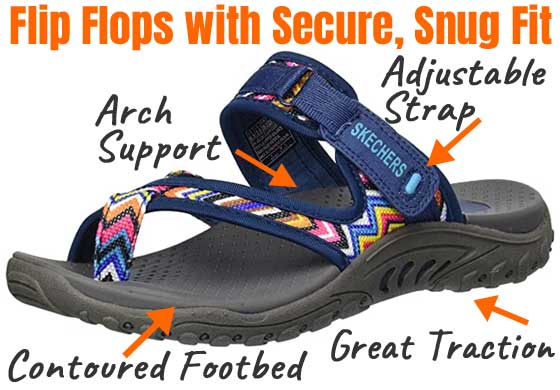 Skechers Reggae Zig Swag Sandals - Flip Flops with a Secure, Snug Fit