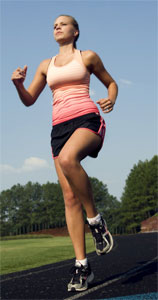Woman Running with Plantar Fasciitis Socks